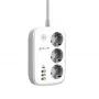 Régua de tomadas Tellur TLL331521 régua de tomadas inteligente WiFi com 3 tomadas, PD 30W, QC 18W