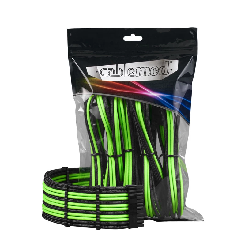 CableMod PRO ModMesh 12VHPWR kit de extensão de cabo preto/verde-claro, conjunto de 3 pinos 16 pinos