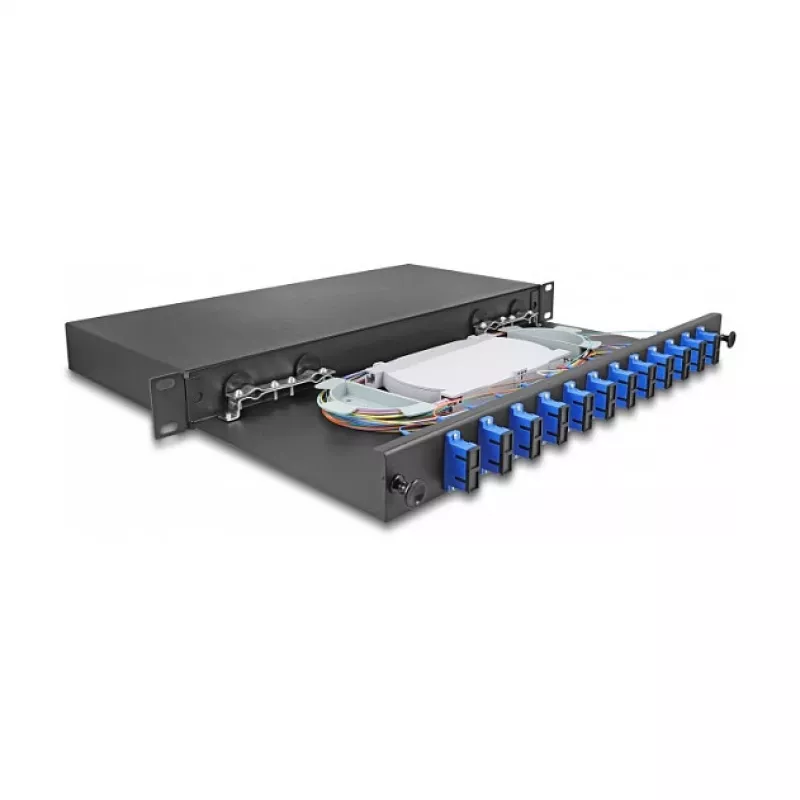 Caixa de fusão de fibra ótica DeLOCK 67006 preto metal 482x220x44mm