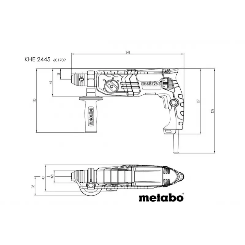 Metabo KHE 2445 martelo combinado, 800 W, 2,4 J