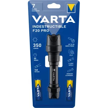 Varta Indestructible F20 Pro - Lanterna - preto - alumínio - 9 m - IP67 - LED