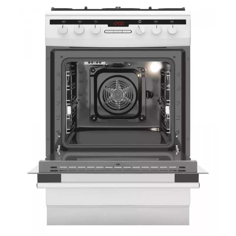 Fogão independente AMICA 617GEH3.33HZpTaDpA(W) PIZZA — placa a gás 4 zonas, forno elétrico 65 L, temporizador eletrónico, branco