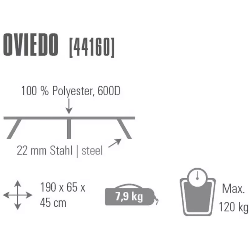 Cama de campanha Oviedo 44160 (cinzento)
