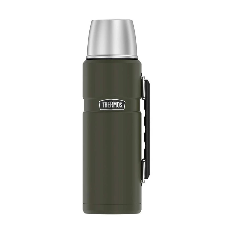 Garrafa térmica THERMOS TH-170028 470 ml, aço inoxidável com isolamento a vácuo, verde-azeitona, 24 h quente/frio
