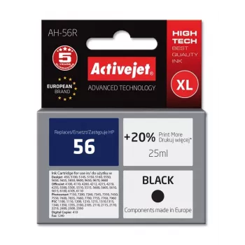 Tinta Activejet AH-56R (substituto para HP 56 C6656A; Premium; 25 ml; preto)