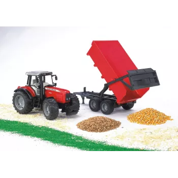 Modelo de trator BRUDER Massey Ferguson 7480 com atrelado basculante