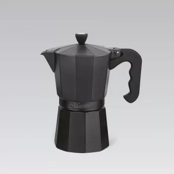 Cafeteira moka Maestro MR-1666-6-Preto — cafeteira expresso manual para fogão, 6 chávenas, 300 ml, alumínio preto