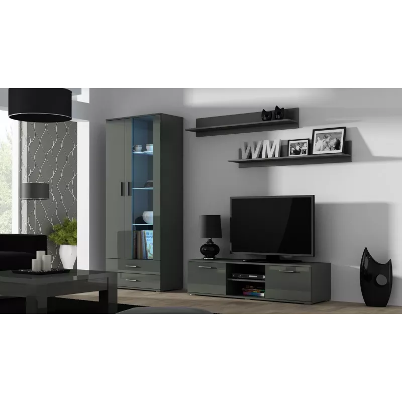 Cama Meble SOHO 140 móvel de TV, cinzento/cinzento brilhante