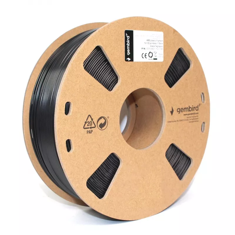 Gembird filamento ABS 1,75 mm, 1 kg, preto