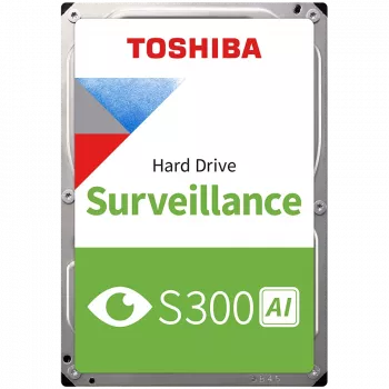 HDD Videovigilância TOSHIBA S300 AI 8TB CMR, 3,5'', 512MB, 7200U/min, SATA, 64 câmaras, 24/7, TBW: 550