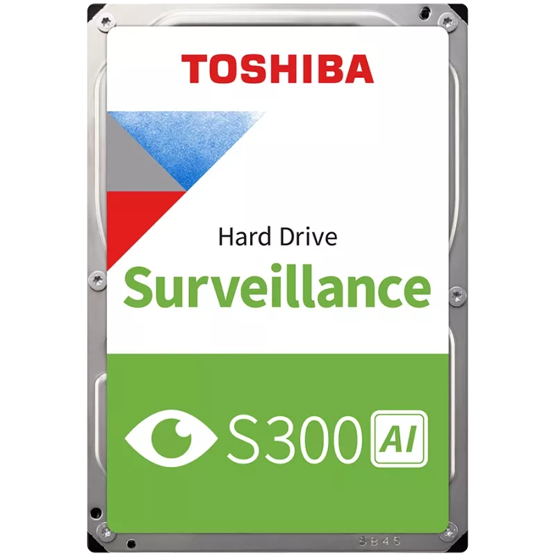 HDD Videovigilância TOSHIBA S300 AI 8TB CMR, 3,5'', 512MB, 7200U/min, SATA, 64 câmaras, 24/7, TBW: 550