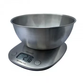 Balança de cozinha eletrónica ESPERANZA LYCHEE – capacidade 5 kg, precisão 1 g, taça de aço inoxidável 21 L