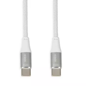 Cabo USB-C para USB-C IBOX IKUTC2W 2 m, USB 2.0, 3 A, branco, revestimento têxtil