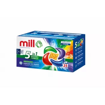 Cápsulas de lavagem MILL PRO 5k + COLOR pérolas perfumadas, 25 unid.