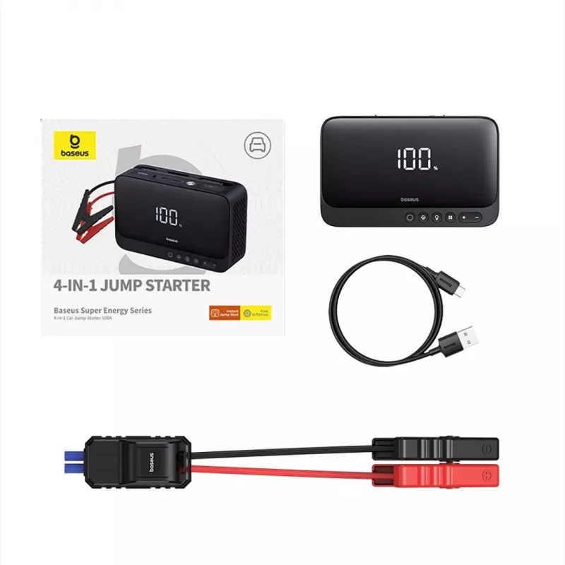 Baseus Super Energy arrancador de bateria para automóvel, 600 A, 6000 mAh, com compressor, preto