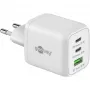Carregador rápido USB-C Nano, PD, GaN, 65 Watt (branco, 1x USB-A, 2x USB-C PD, Charge 3.0)