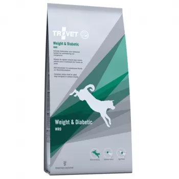 Comida seca terapêutica veterinária para cães TROVET WRD — 3 kg, adulto, apoio ao peso e à diabetes, sabor a frango, 32 % de proteína, 6 % de gordura