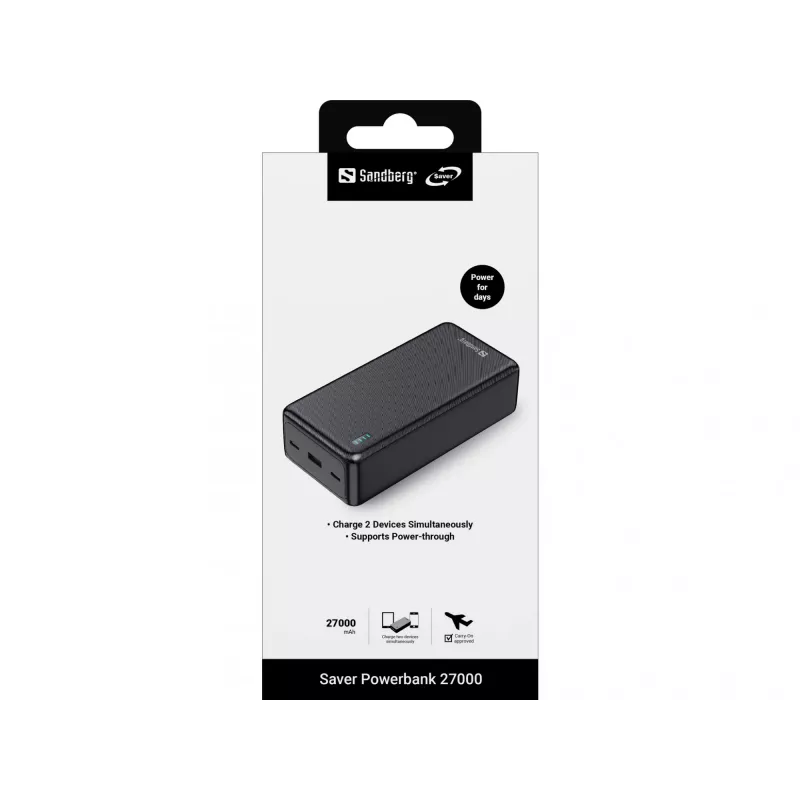 Powerbank Sandberg Saver 27000 mAh iões de lítio preto