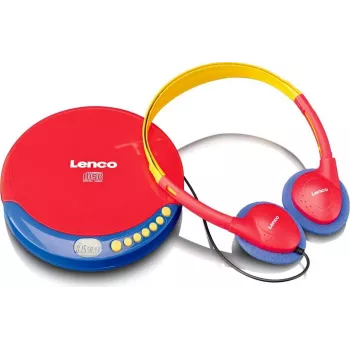 Leitor de CD portátil Lenco CD-021 multicolor — leitor de CD portátil para reprodução de áudio, a pilhas ou corrente
