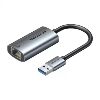 Adaptador USB para Gigabit Ethernet Vention CEZ – interface host USB com fios, 1000 Mbit/s, cinzento