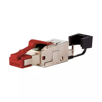 METZ CONNECT - tomada de rede - RJ-45 (M) reto - blindado - sem halogéneos, sem gancho - vermelho (130G405032-E)