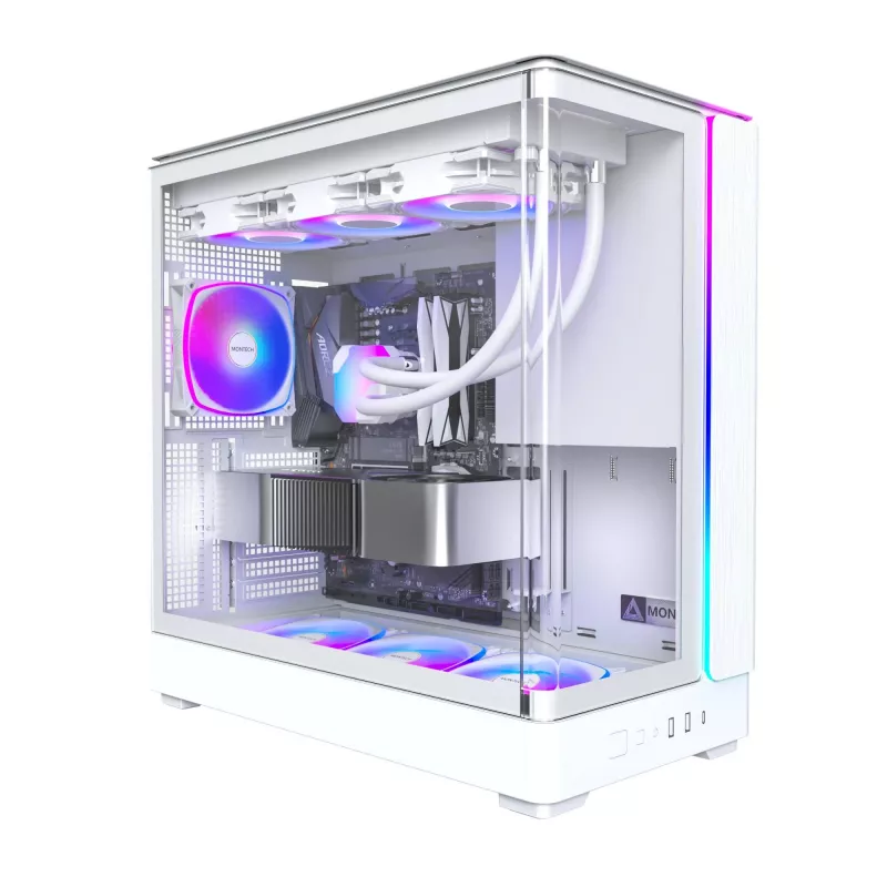 Caixa para PC Montech KING 45 PRO (W) — Midi-Tower branco para Micro-ATX / Mini-ITX