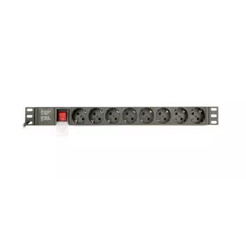 Unidade de distribuição de energia GEMBIRD EG-PDU-014-C14, 8 saídas AC, entrada C14, cabo de 3 m, 1U, 3680 W, 10 A, alumínio, preto