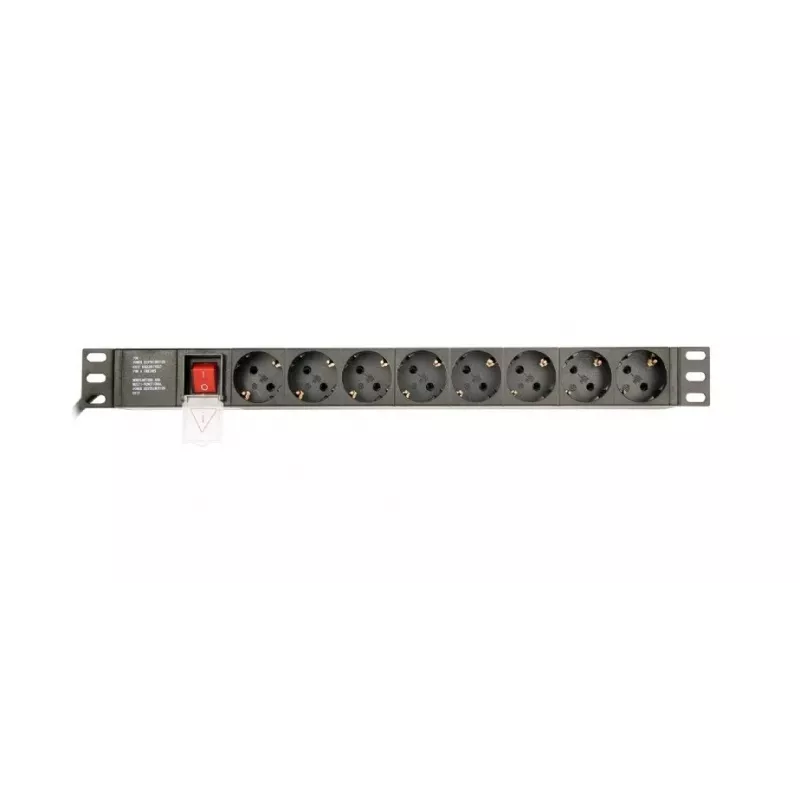 Unidade de distribuição de energia GEMBIRD EG-PDU-014-C14, 8 saídas AC, entrada C14, cabo de 3 m, 1U, 3680 W, 10 A, alumínio, preto