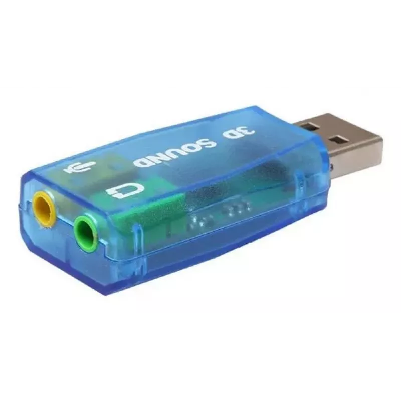 Placa de som externa USB Gembird Virtus2 — interface USB, auscultadores de 3,5 mm, azul transparente