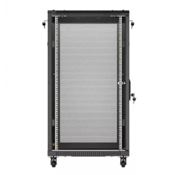 Armário rack 19 polegadas LANBERG FF01-6022-23B, 22U, 600×1000 mm, preto, portas perfuradas