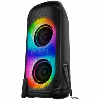 Altifalante SVEN PS-1050, preto (200W, TWS, Bluetooth, FM, USB, microSD, ecrã LED, 7200mAh)