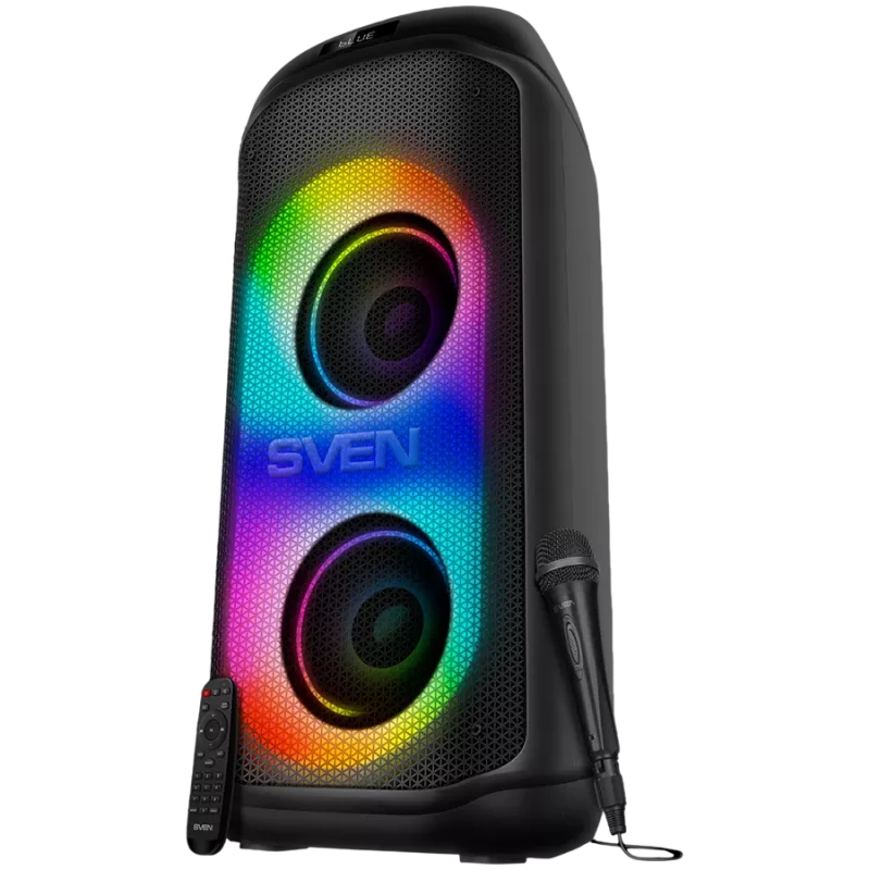 Altifalante SVEN PS-1050, preto (200W, TWS, Bluetooth, FM, USB, microSD, ecrã LED, 7200mAh)