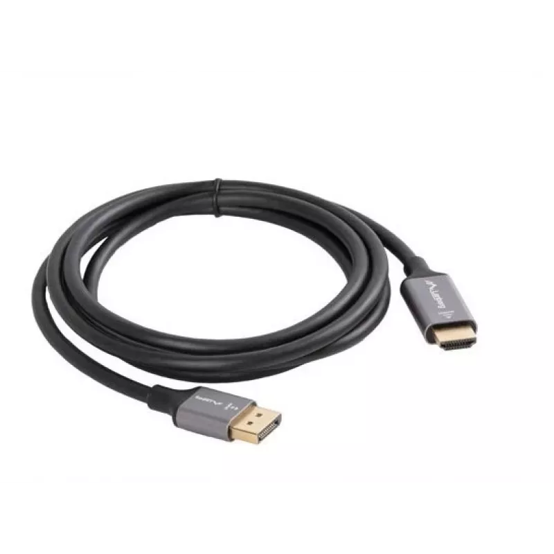 Adaptador de cabo de vídeo Lanberg CA-DPHD-20CU-0018-BK 1,8 m DisplayPort HDMI Type-A (Standard) preto, prateado