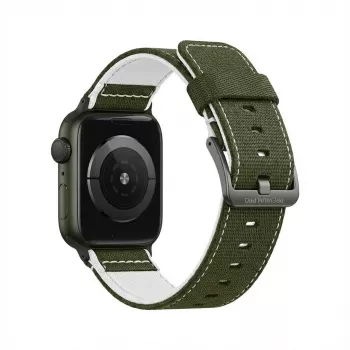 Pulseira GUAN Premium Pro para Apple Watch 42–49 mm caqui/branco, compatível com 44 mm/45 mm/46 mm/49 mm/42 mm