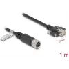 Cabo de rede DeLOCK M12 D-codificado 4 pinos fêmea para ficha RJ45 Cat.5e 1 m preto