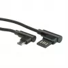 Cabo USB 2.0 ROLINE, angular, Type-A reversível - Micro B, ST/ST, preto, 0,8 m (11.02.8720)