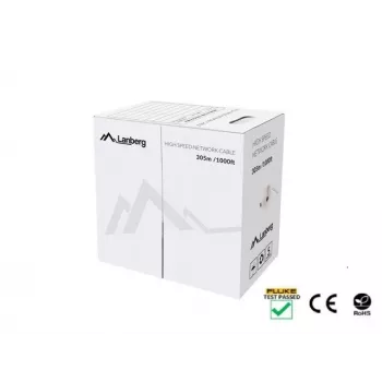 Cabo de rede LANBERG Cat5e U/UTP LCU5-12CU-0305-BK, 24 AWG cobre, 305 m, preto