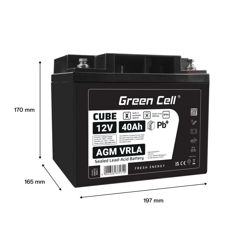 Bateria AGM VRLA 12V 40Ah IP54