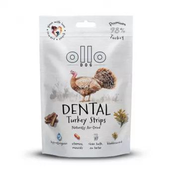 OLLO tiras dentais de peru secas ao ar - guloseima para cães - 80g