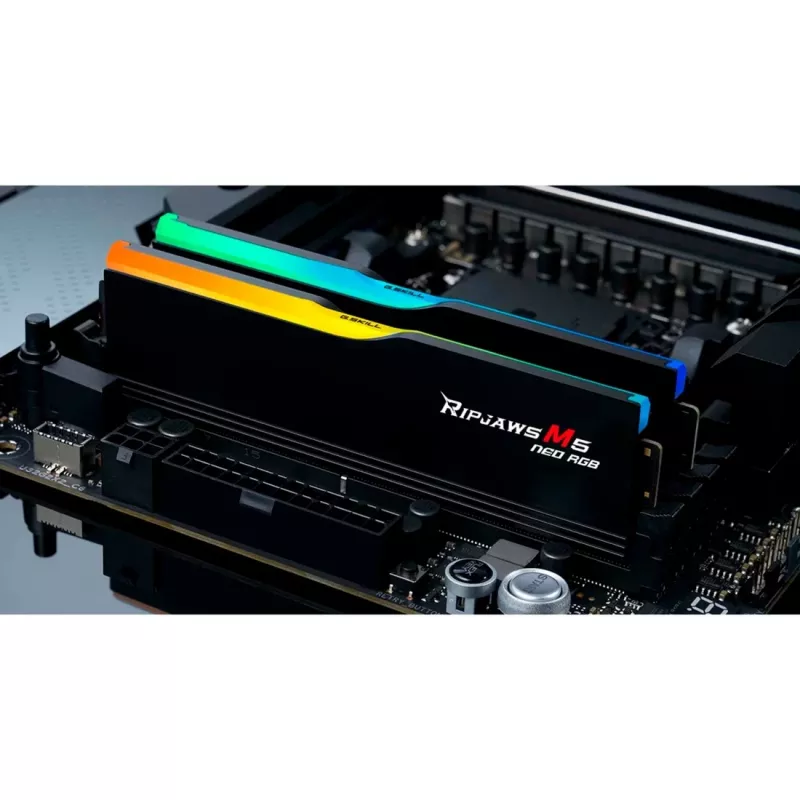 DIMM 64 GB DDR5-6000 (2x 32 GB) Dual-Kit, memória RAM preta, F5-6000J3636F32GX2-RM5NRK, Ripjaws M5 Neo RGB, AMD EXPO