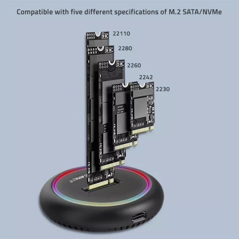 Qoltec 52275 Dock para SSD M.2, SATA/NVMe, USB-C