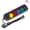 Régua de tomadas Maclean MCE204M 1,5 m 5 tomadas AC interior preta, multicolor