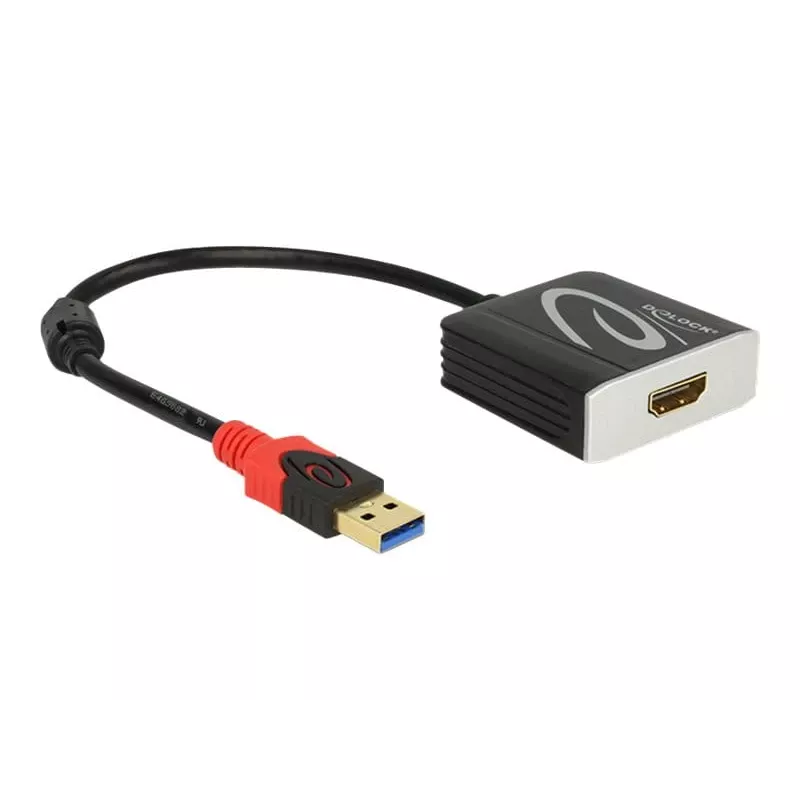 Adaptador de cabo de vídeo DeLOCK 62736 USB Type-A para HDMI 0,2 m preto