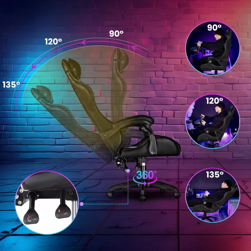 Extralink Gaming | Cadeira de gaming | Escritório, giratória, assento concha, preto, G-524