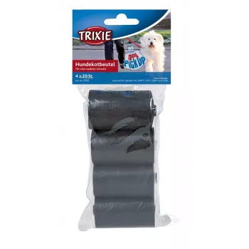 Sacos para dejetos Trixie Poop Bags 2332, plástico, preto, 4 rolos × 20 unid. (80 sacos)