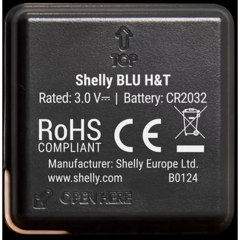 Sensor de temperatura e humidade Shelly BLU H&T (preto)