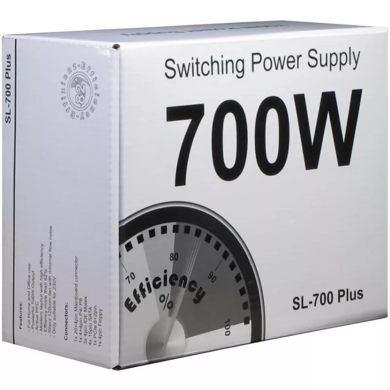 Inter-Tech SL-700 Plus - Fonte de alimentação (interna) - ATX12V 2.4 - AC 230 V - 700 Watt - PFC ativo (88882141)