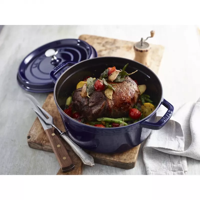 Cocotte redonda de ferro fundido Staub 24 cm Azul-escuro