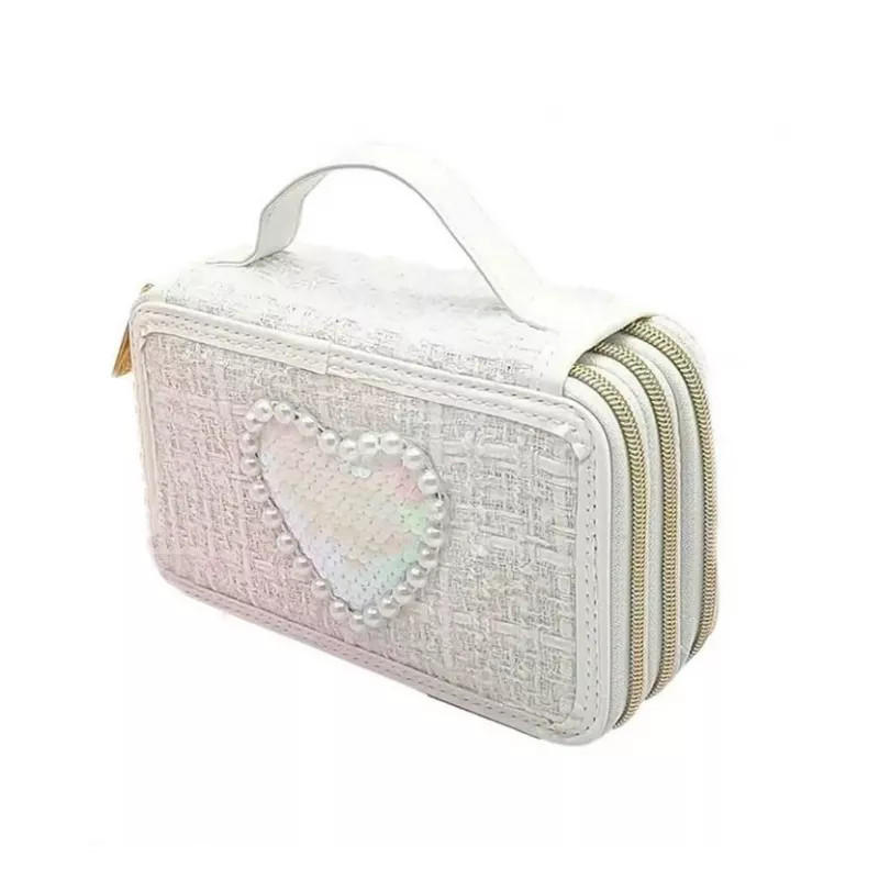 Estojo de lápis Tweed 3 níveis branco