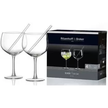 Conjunto de copos ritzenhoff & breker TONIC, 4 peças copos de vidro aptos para máquina de lavar loiça